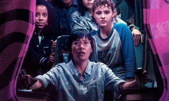 From top left: Sofia Rosinsky, Nate Corddry, Riley Lai Nelet, Camryn Jones, Fina Strazza and Ali Wong in Paper Girls