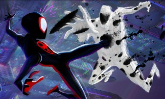 Spider-Man and Spider-Gwen vs The Spot in Spider-Man: Across the Spider-Verse