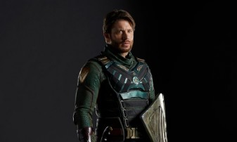 Jensen Ackles as Soldier Boy in The Boys (suit by Laura Jean Shannon)