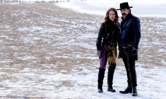 Melanie Scrofano as Wynonna Earp, Tim Rozon as Doc Holliday